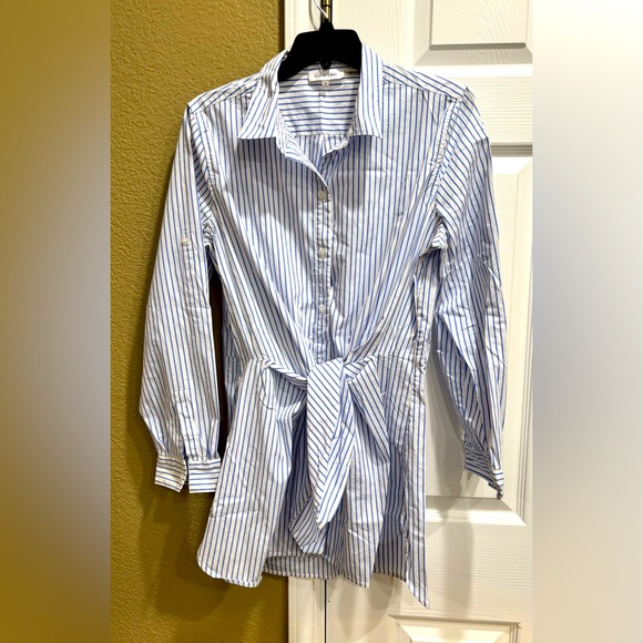 Calvin Klein Blue and White Striped Shirt size L - Picture 2 of 8